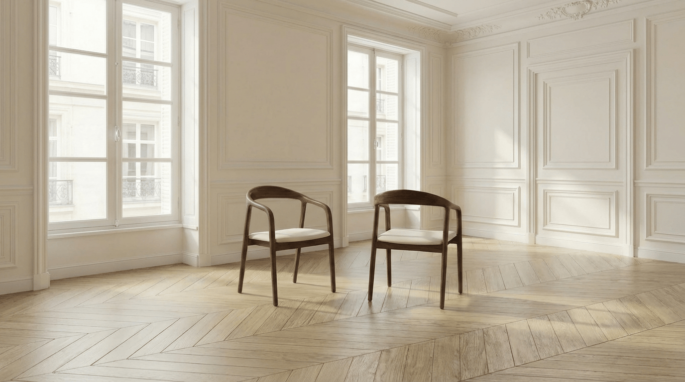 Lot de 2 chaises de salle à manger modernes RAYVA en tissu velours et pieds en métal effet bois - TRUST INDUSTRIE - Écru - 