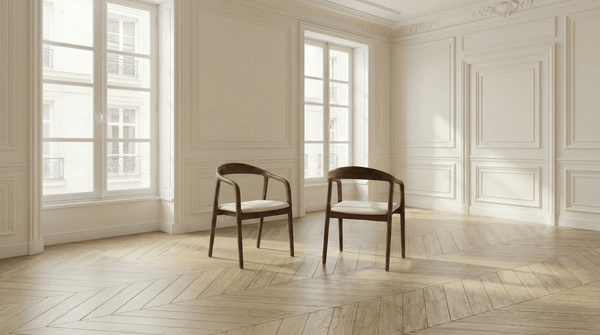 Lot de 2 chaises de salle à manger modernes RAYVA en tissu velours et pieds en métal effet bois - TRUST INDUSTRIE - Écru - 