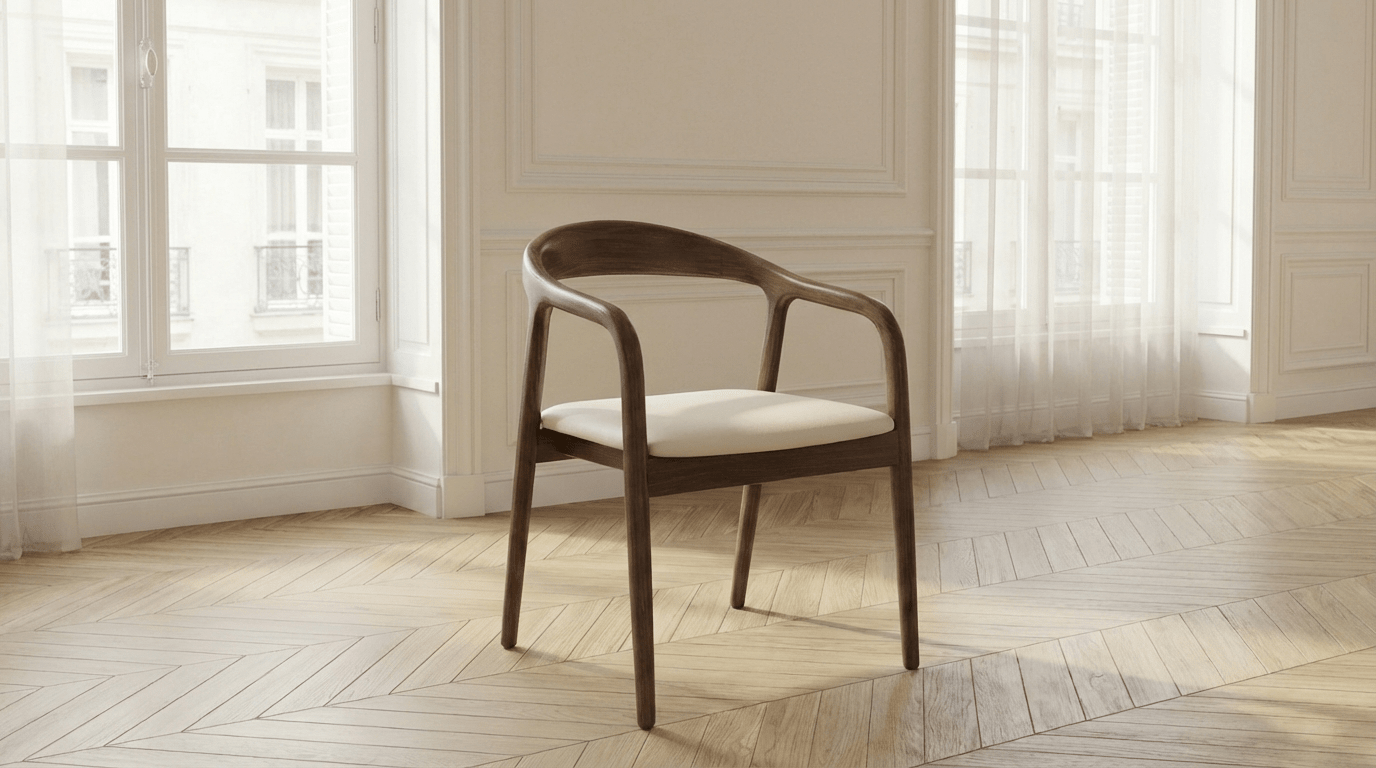 Lot de 2 chaises de salle à manger modernes RAYVA en tissu velours et pieds en métal effet bois - TRUST INDUSTRIE - Écru - 