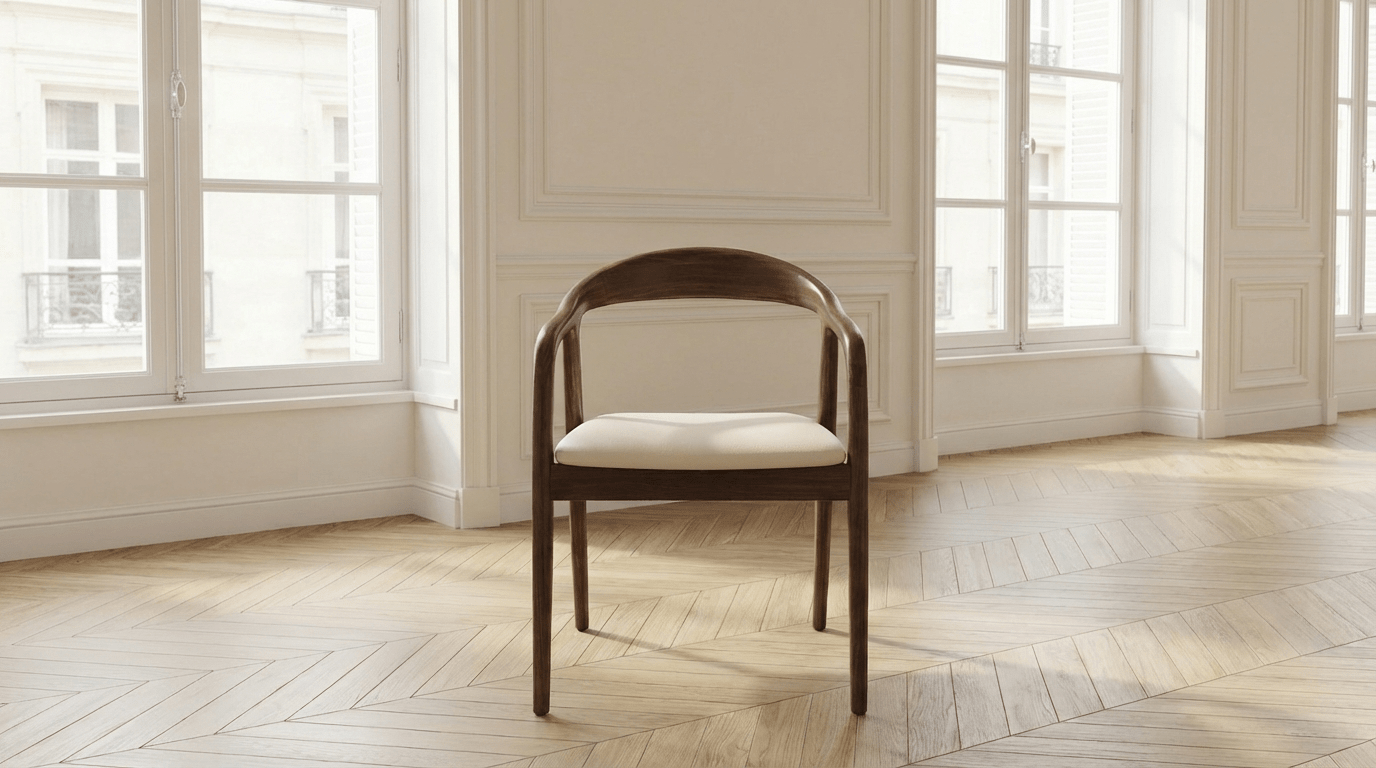 Lot de 2 chaises de salle à manger modernes RAYVA en tissu velours et pieds en métal effet bois - TRUST INDUSTRIE - Écru - 