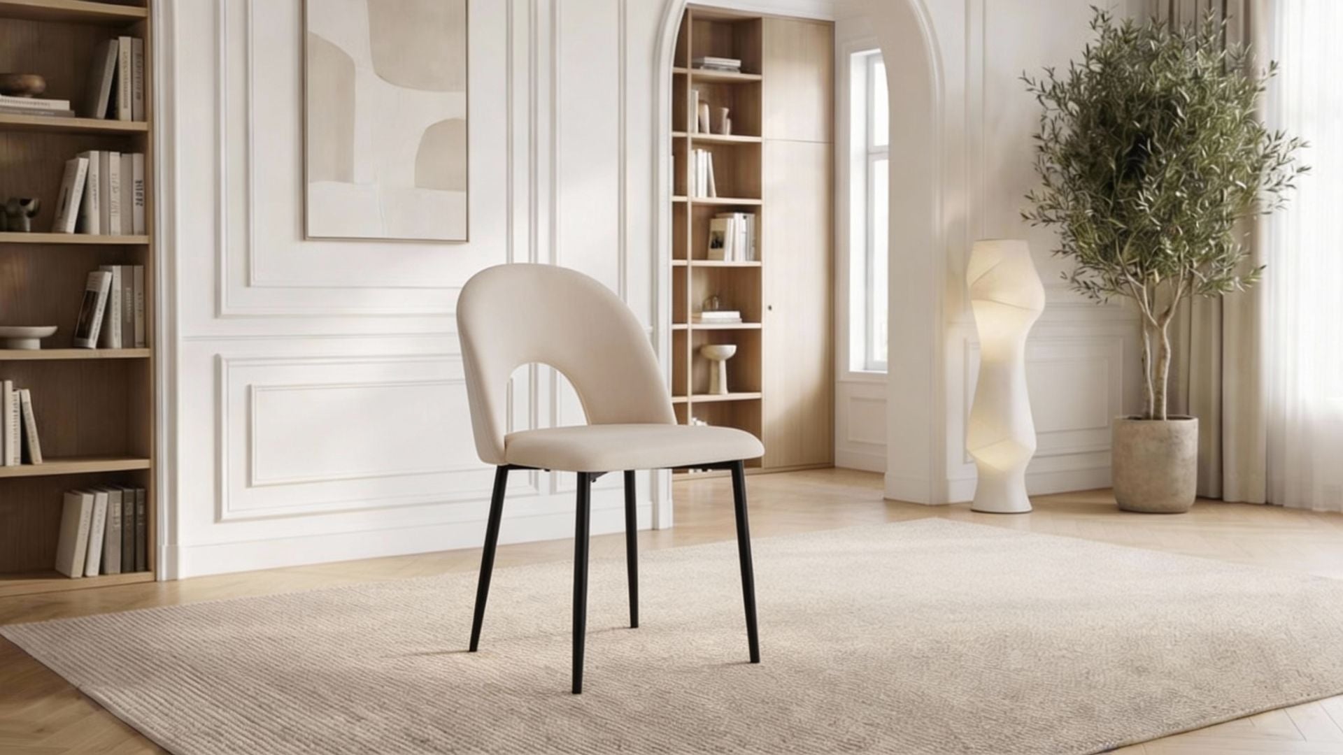 Lot de 2 chaises de salle à manger modernes TEDDY en tissu velours beige et pieds noirs en bois - Trust Industrie - Gold - Beige - 