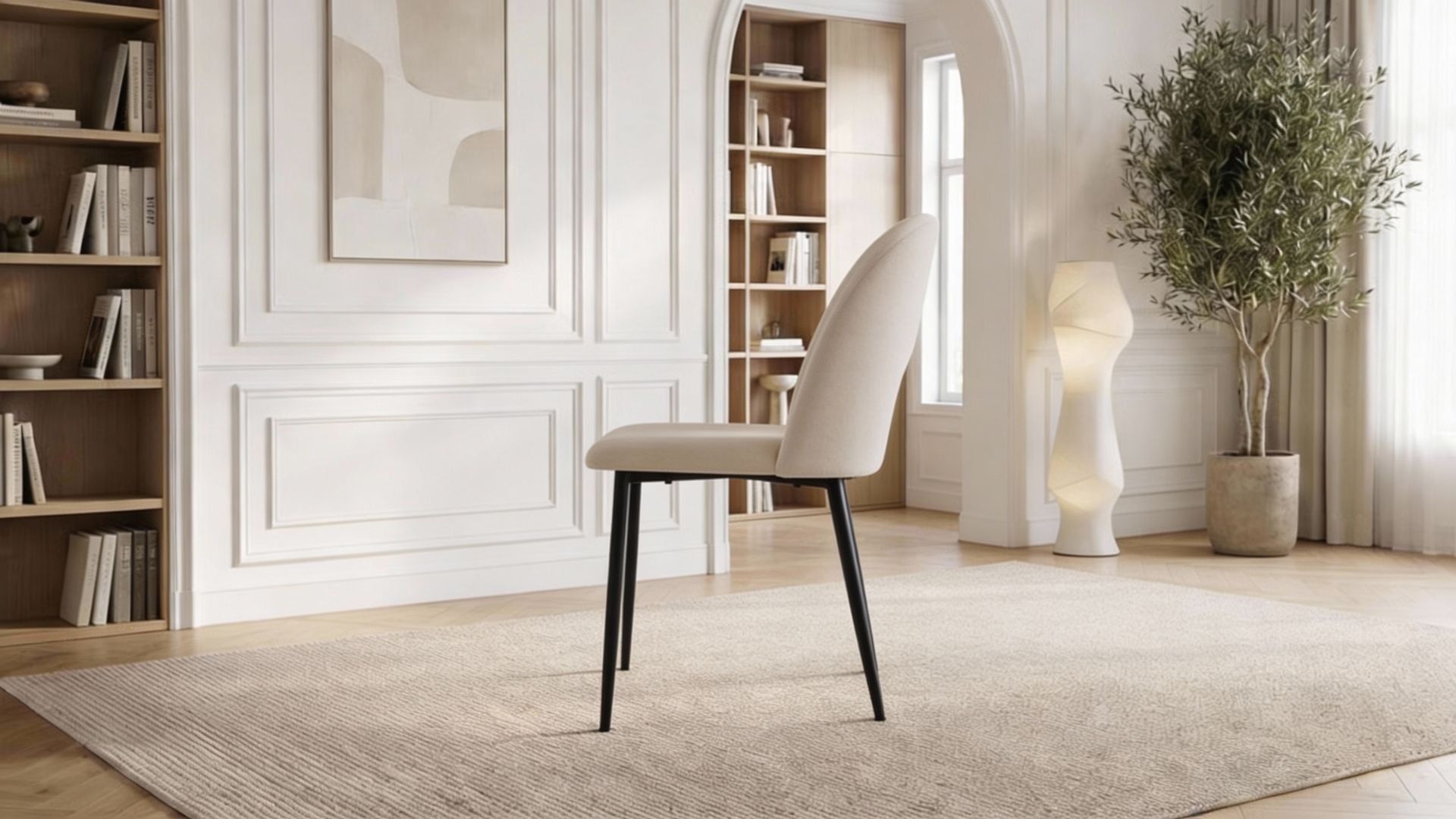 Lot de 2 chaises de salle à manger modernes TEDDY en tissu velours beige et pieds noirs en bois - Trust Industrie - Gold - Beige - 