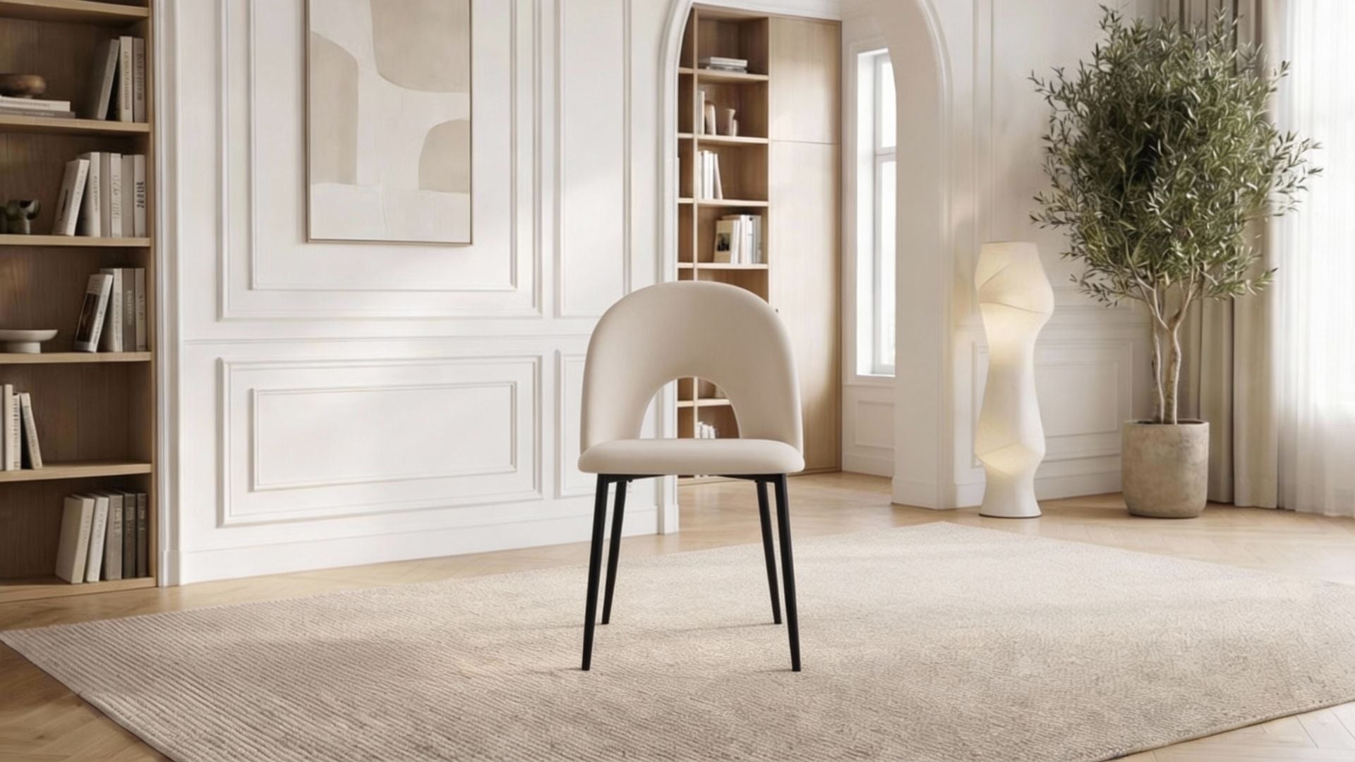 Lot de 2 chaises de salle à manger modernes TEDDY en tissu velours beige et pieds noirs en bois - Trust Industrie - Gold - Beige - 