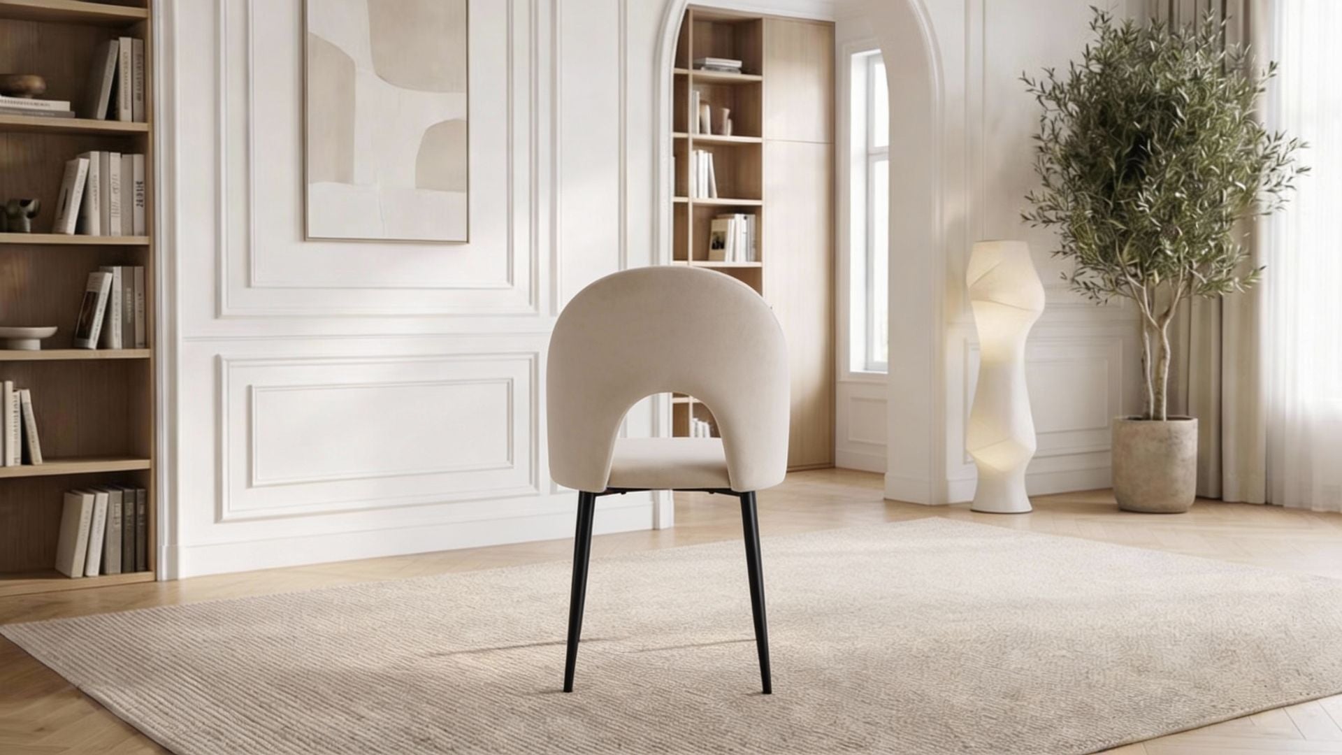 Lot de 2 chaises de salle à manger modernes TEDDY en tissu velours beige et pieds noirs en bois - Trust Industrie - Gold - Beige - 