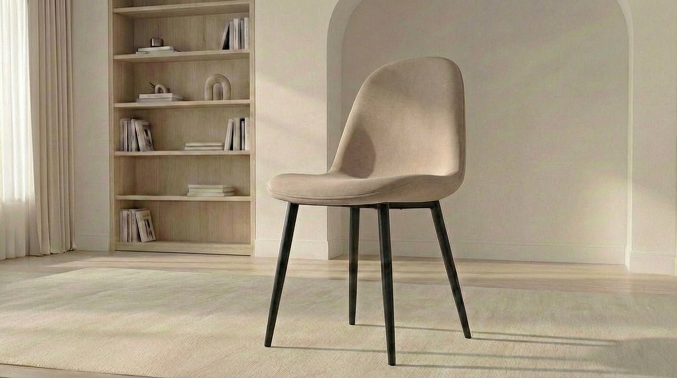 Lot de 2 chaises de salle à manger modernes VALBERG en tissu velours et pieds noirs en acier - TRUST INDUSTRIE - TAUPE - 
