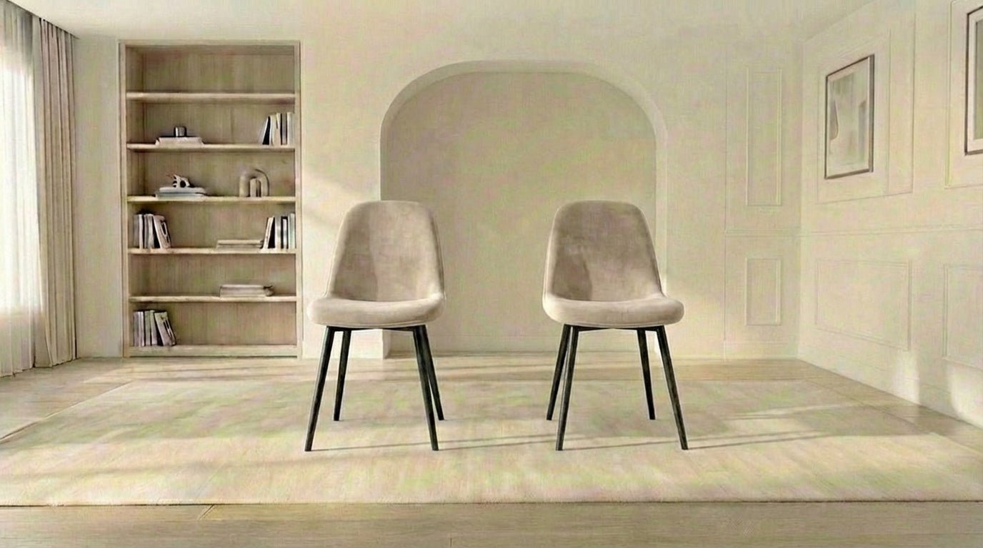 Lot de 2 chaises de salle à manger modernes VALBERG en tissu velours et pieds noirs en acier - TRUST INDUSTRIE - TAUPE - 
