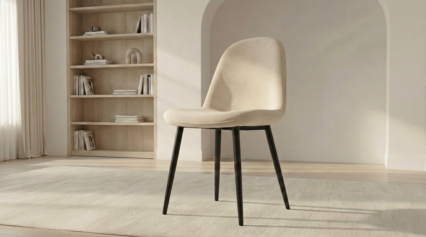 Lot de 2 chaises de salle à manger modernes VALBERG en tissu velours et pieds noirs en acier - TRUST INDUSTRIE - BEIGE - 