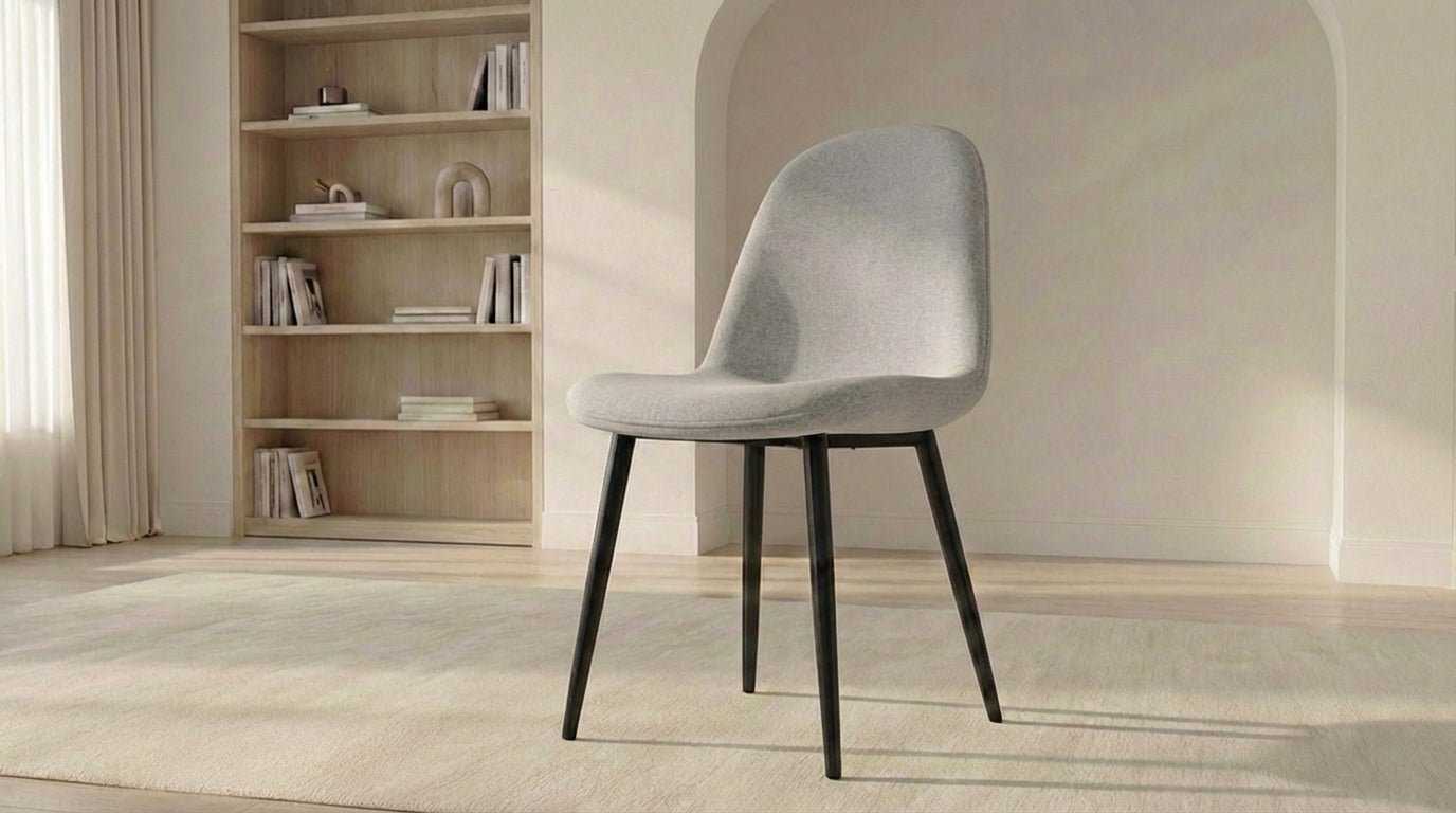 Lot de 2 chaises de salle à manger modernes VALBERG en tissu velours et pieds noirs en acier - TRUST INDUSTRIE - GRIS - 