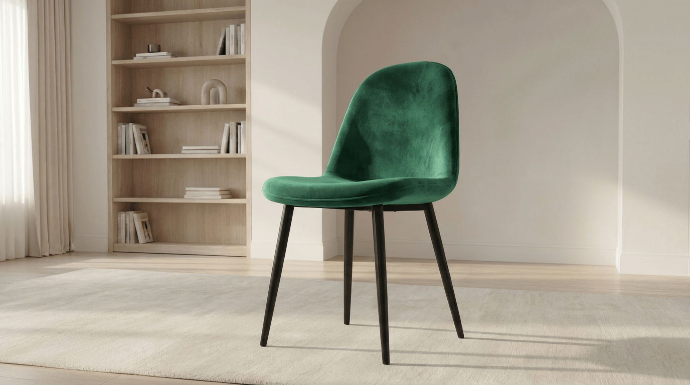 Lot de 2 chaises de salle à manger modernes VALBERG en tissu velours et pieds noirs en acier - TRUST INDUSTRIE - VERT - 