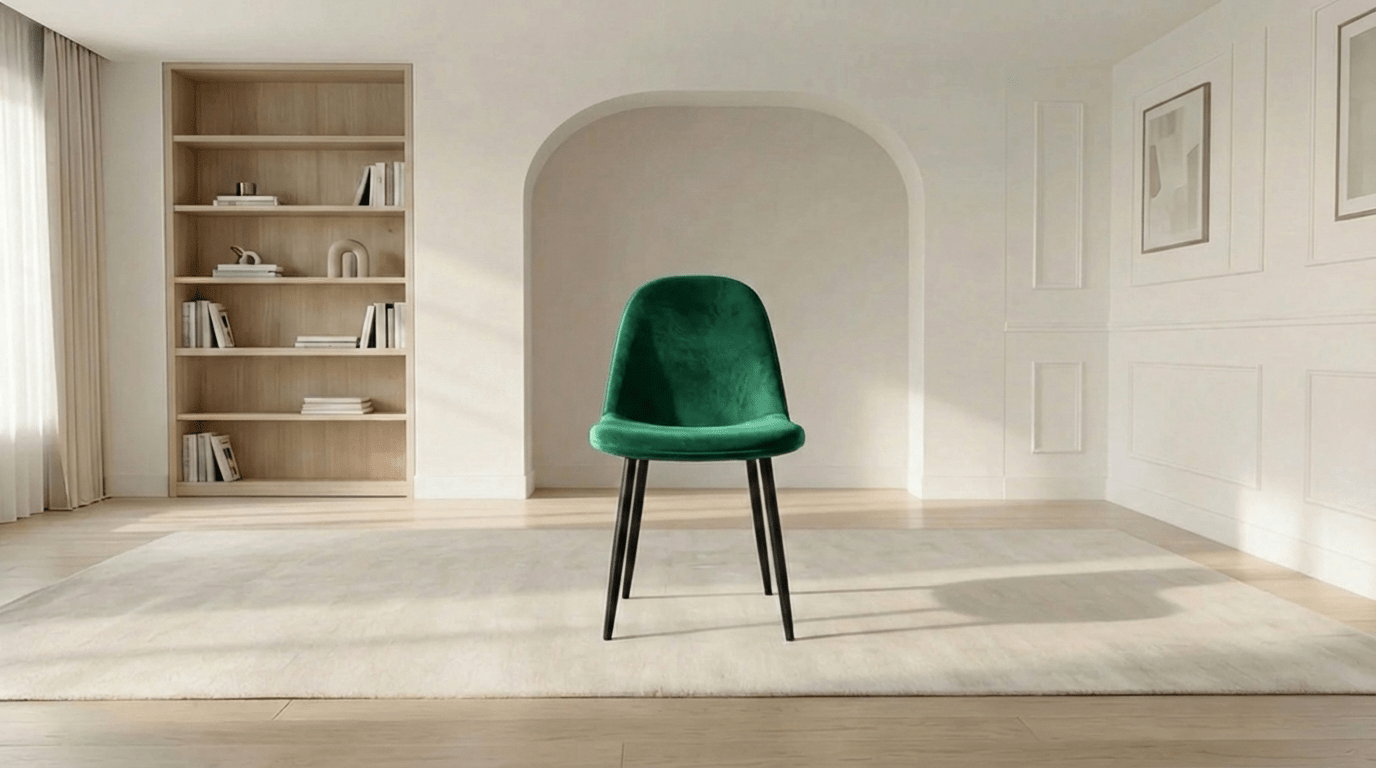 Lot de 2 chaises de salle à manger modernes VALBERG en tissu velours et pieds noirs en acier - TRUST INDUSTRIE - VERT  - 