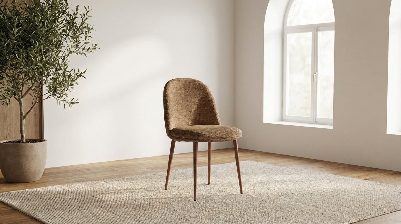 Lot de 2 chaises EGG en tissu marbella et pieds en acier - TRUST INDUSTRIE - Bronze - Noyer - 