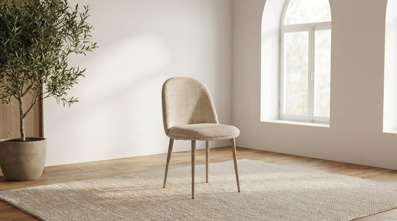 Lot de 2 chaises EGG en tissu marbella et pieds en acier - TRUST INDUSTRIE - écru - Noyer - 