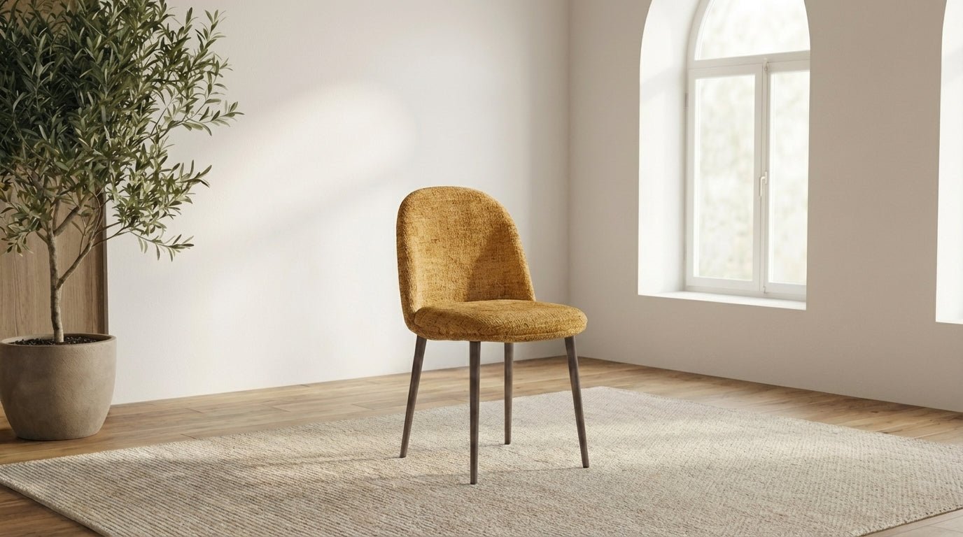 Lot de 2 chaises EGG en tissu marbella et pieds en acier - TRUST INDUSTRIE - Or - Noyer - 