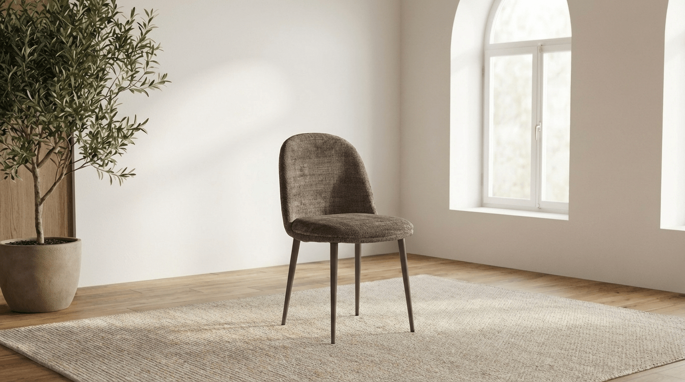 Lot de 2 chaises EGG en tissu marbella et pieds en acier - TRUST INDUSTRIE - Gris - Noyer - 