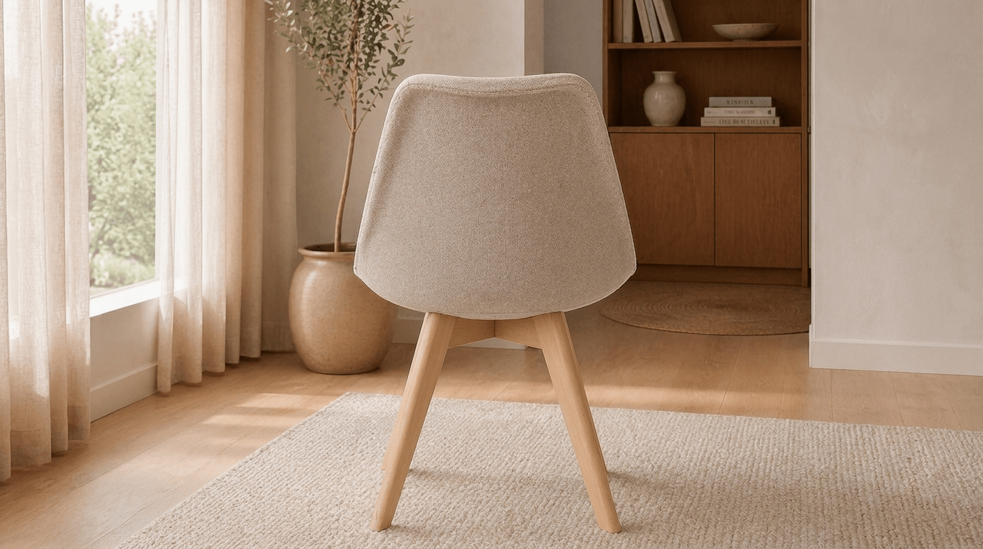 Lot de 2 chaises NEVEL en tissu et pieds en bois - TRUST INDUSTRIE - Beige - 