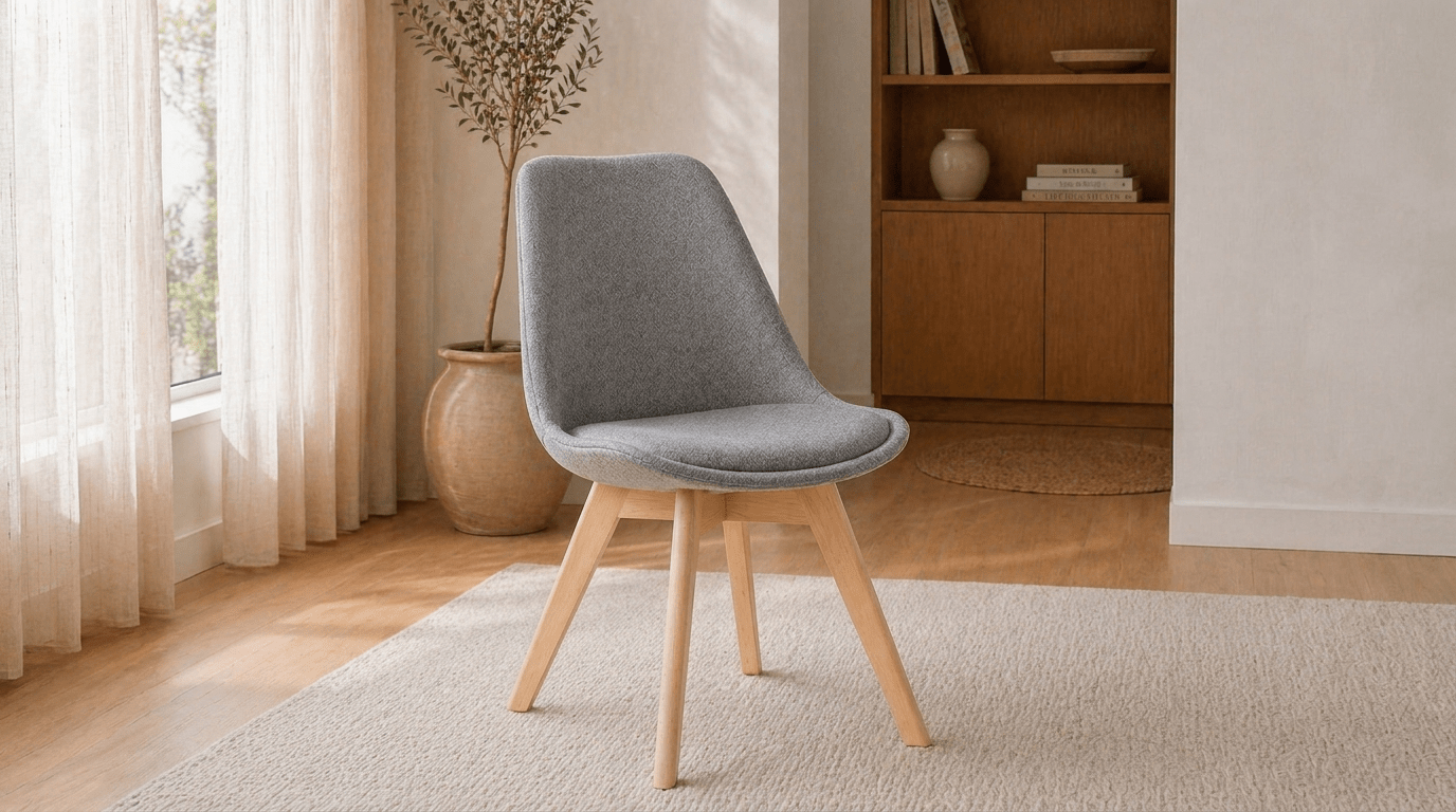 Lot de 2 chaises NEVEL en tissu et pieds en bois - TRUST INDUSTRIE - Gris - 