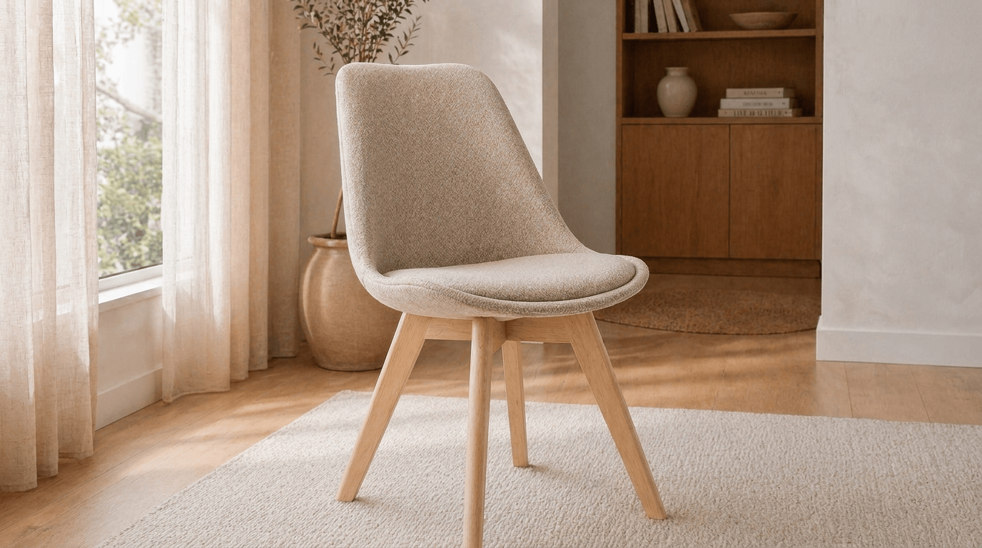 Lot de 2 chaises NEVEL en tissu et pieds en bois - TRUST INDUSTRIE - Beige - 
