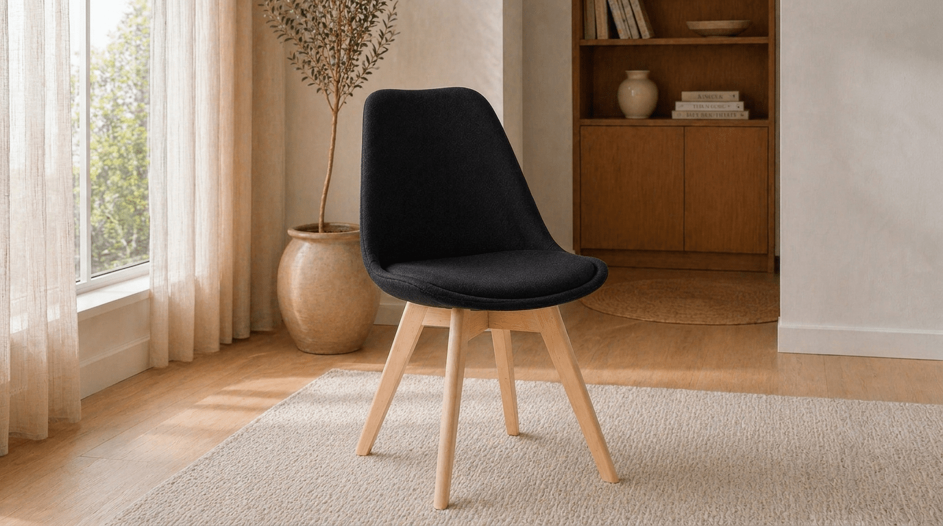 Lot de 2 chaises NEVEL en tissu et pieds en bois - TRUST INDUSTRIE - Noir - 