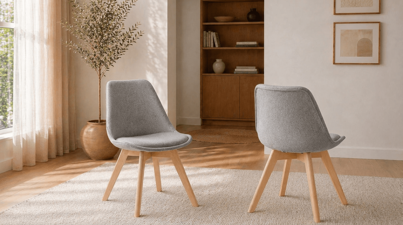 Lot de 2 chaises NEVEL en tissu et pieds en bois - TRUST INDUSTRIE - Gris - 