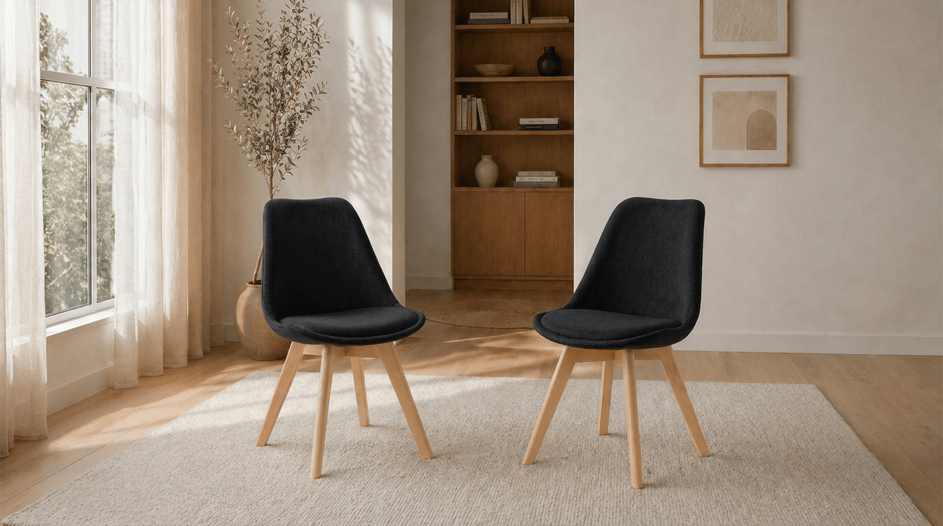 Lot de 2 chaises NEVEL en tissu et pieds en bois - TRUST INDUSTRIE - Gris - 