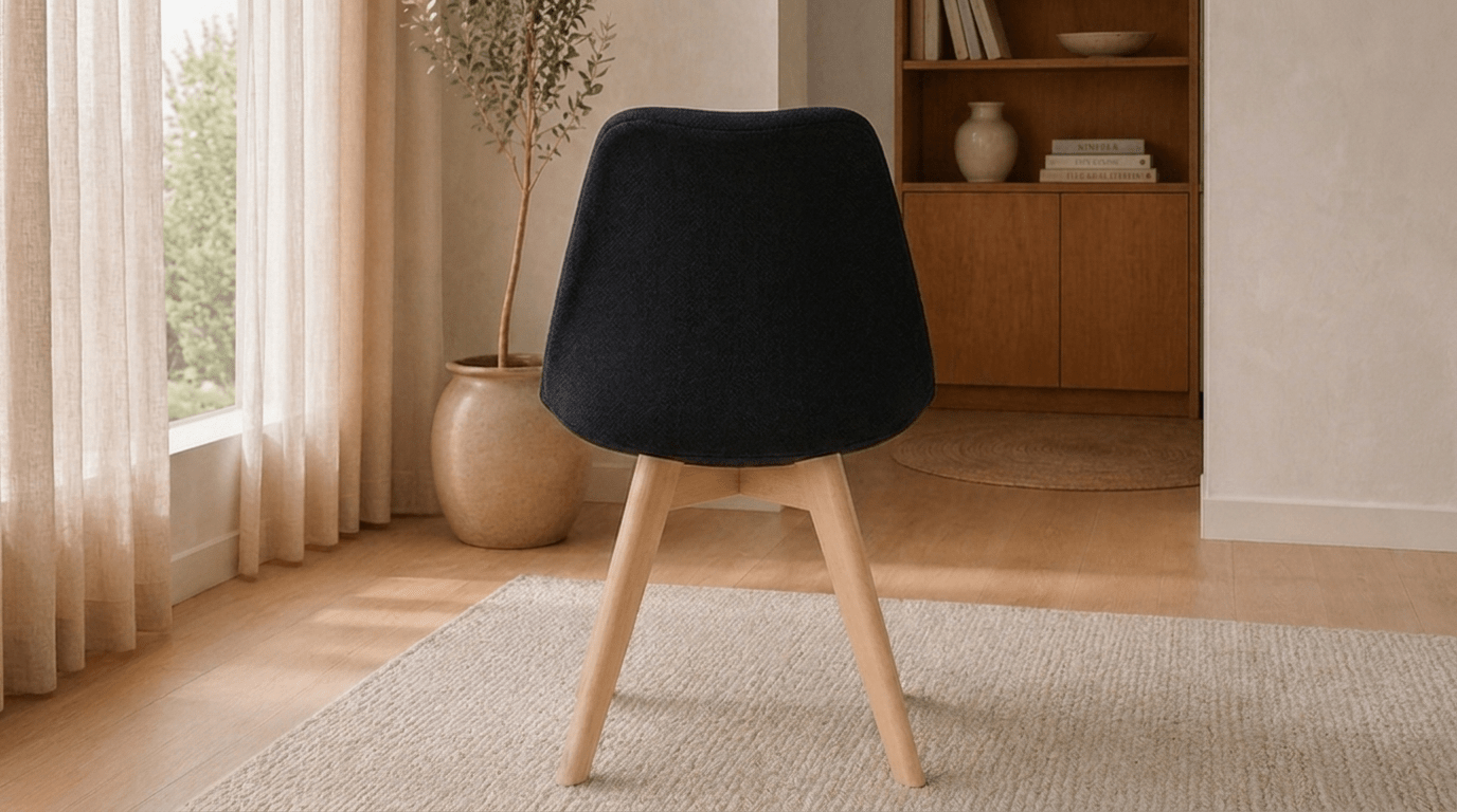 Lot de 2 chaises NEVEL en tissu et pieds en bois - TRUST INDUSTRIE - Noir - 