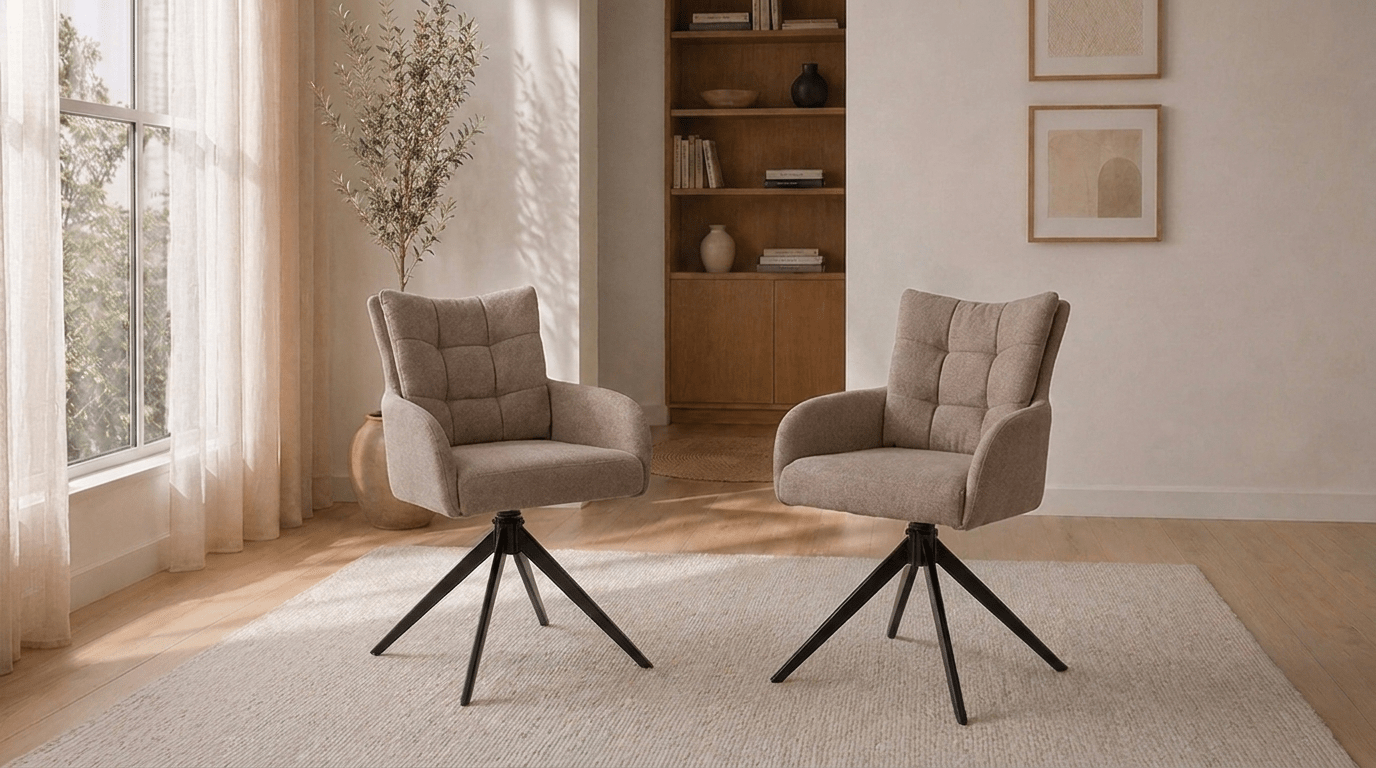 Lot de 2 chaises pivotantes JULY - TRUST INDUSTRIE - Beige - 