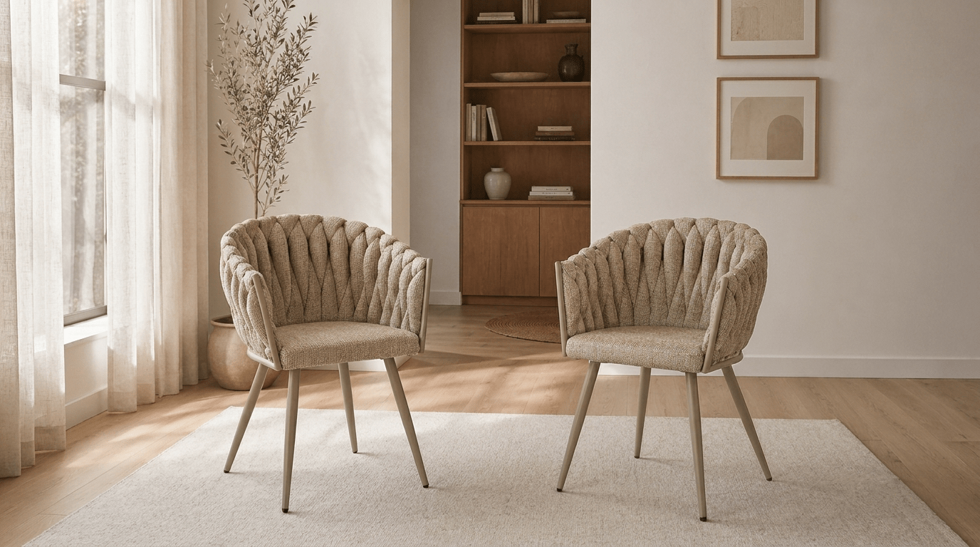 Lot de 2 chaises WAVE en tissu - TRUST INDUSTRIE - Crème - 