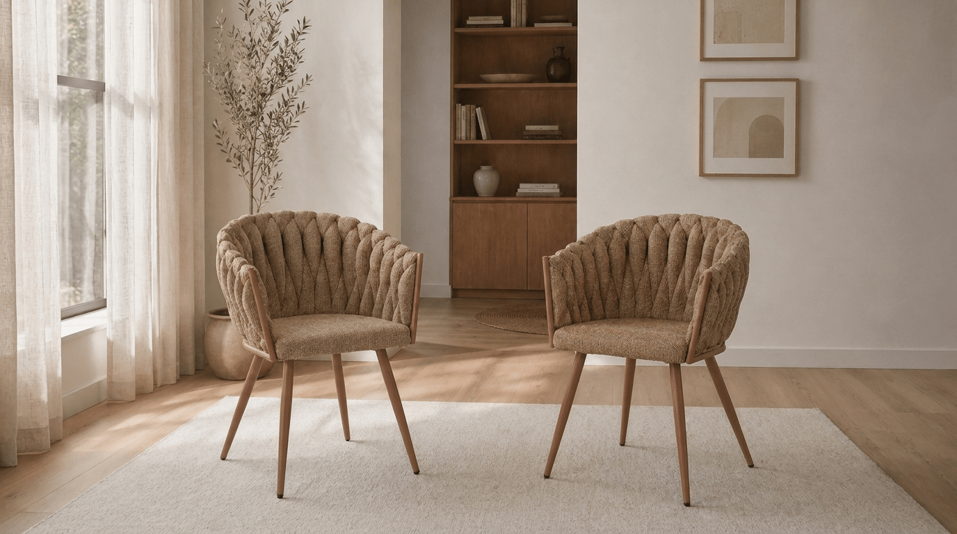 Lot de 2 chaises WAVE en tissu - TRUST INDUSTRIE - Caramel - 