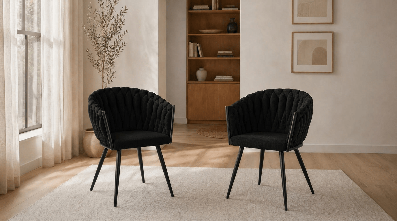 Lot de 2 chaises WAVE en tissu - TRUST INDUSTRIE - Noir - 