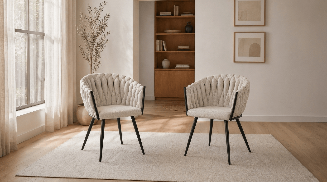 Lot de 2 chaises WAVE en tissu - TRUST INDUSTRIE - Beige - 