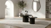 Lot de 2 tables basses bois gigognes PILA avec plateaux bois ronds - TRUST INDUSTRIE - Noir - 