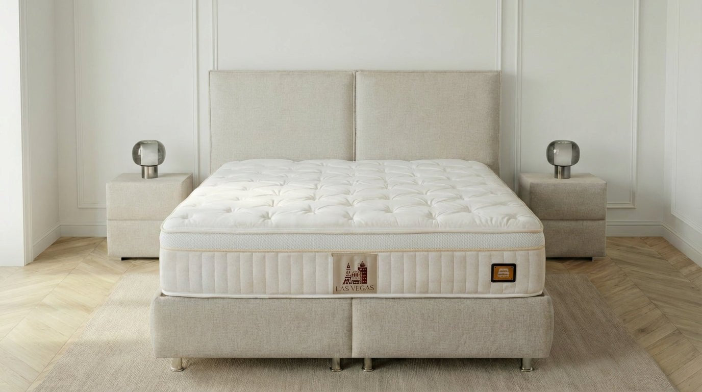 Matelas ferme 1 place 90X190 cm LAS VEGAS mousse à mémoire de forme et ressorts ensachés - TRUST INDUSTRIE - 