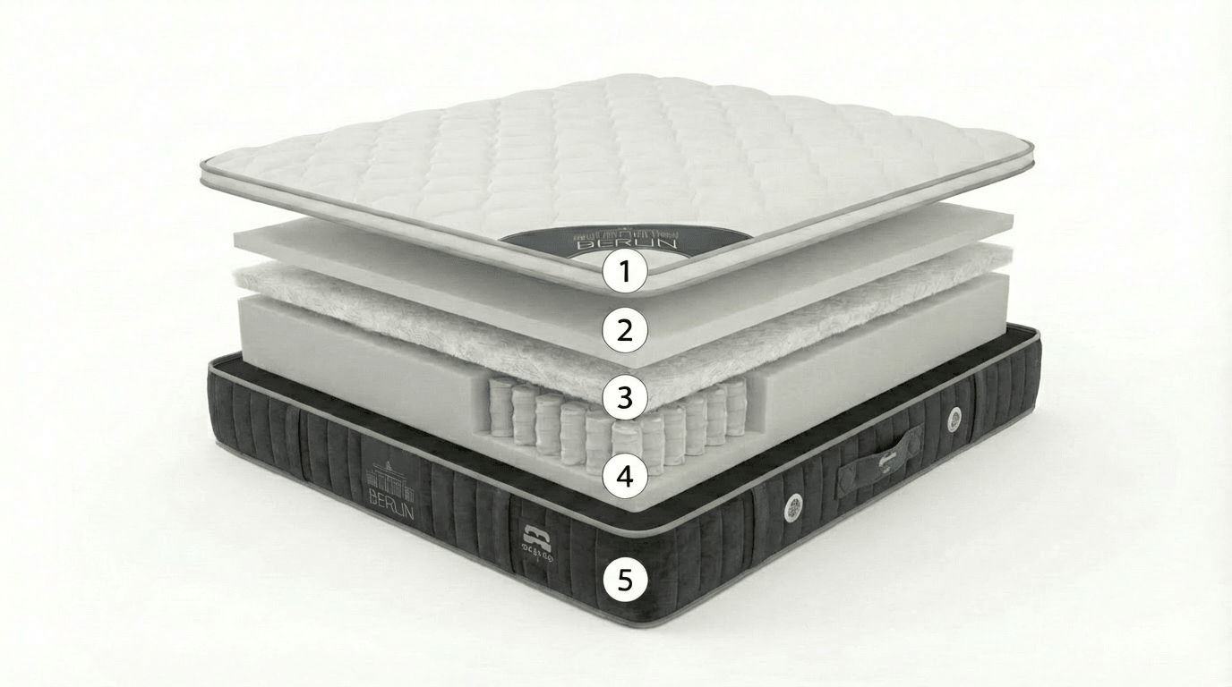 Matelas ferme 2 places 180X200 cm BERLIN en mousse polyuréthane - TRUST INDUSTRIE - 