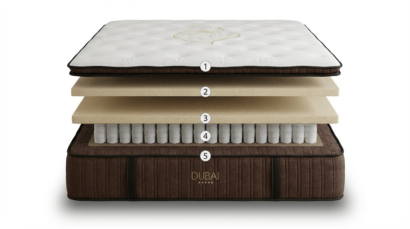 Matelas mi - ferme 2 places 180X200 cm DUBAI en mousse et ressorts ensachés - TRUST INDUSTRIE - 