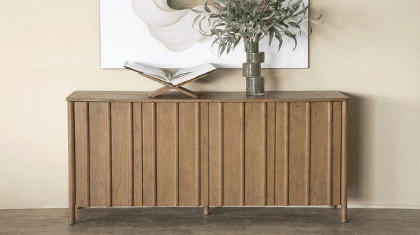 Meuble TV JAKE en chêne massif et placage chêne design - TRUST INDUSTRIE - Beige - 