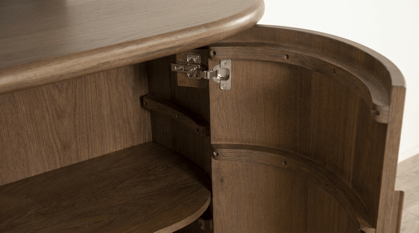 Meuble TV JOSH en chêne massif et placage chêne - TRUST INDUSTRIE - Beige - 
