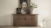 Meuble TV JOSH en chêne massif et placage chêne - TRUST INDUSTRIE - Beige - 