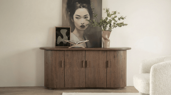 Meuble TV JOSH en chêne massif et placage chêne - TRUST INDUSTRIE - Beige - 