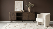 Meuble TV LIO en bois de manguier et travertin - TRUST INDUSTRIE - 