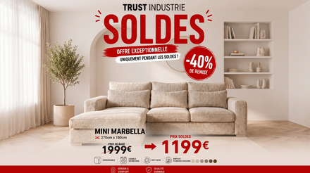 Canapé d'angle déhoussable 5 places MINI MARBELLA en tweed