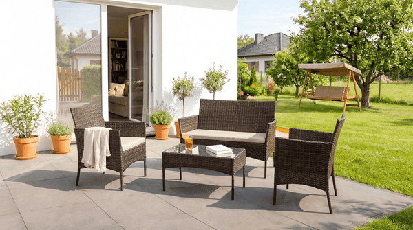 Salon de jardin 6 places MISSISSIPI en verre - TRUST INDUSTRIE - Marron - 