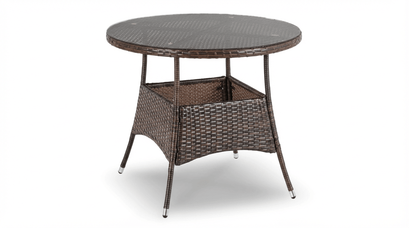 Salon de jardin AZUL en résine tressée marron et coussins beige - TRUST INDUSTRIE - 