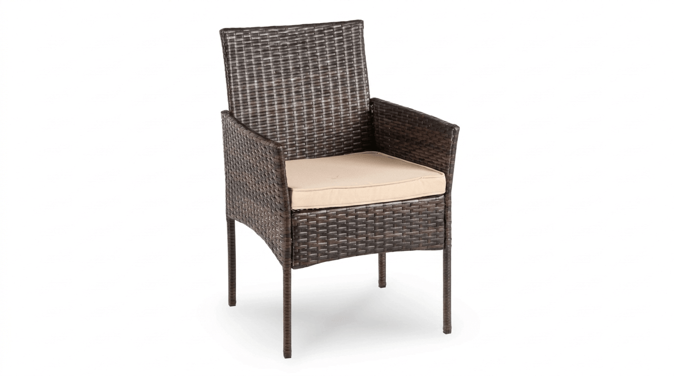 Salon de jardin AZUL en résine tressée marron et coussins beige - TRUST INDUSTRIE - 