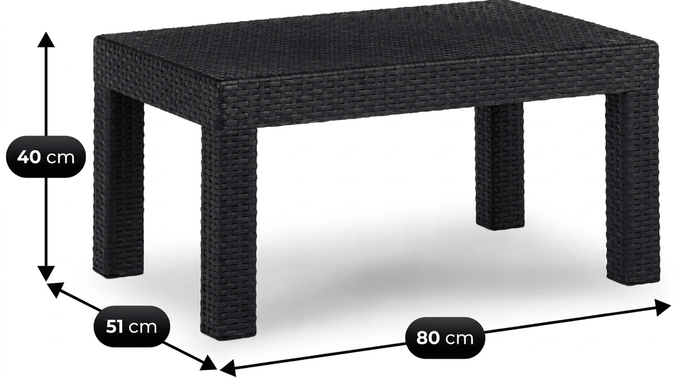 Salon de jardin BRENTA en résine tressée noir avec coussins gris - TRUST INDUSTRIE - 
