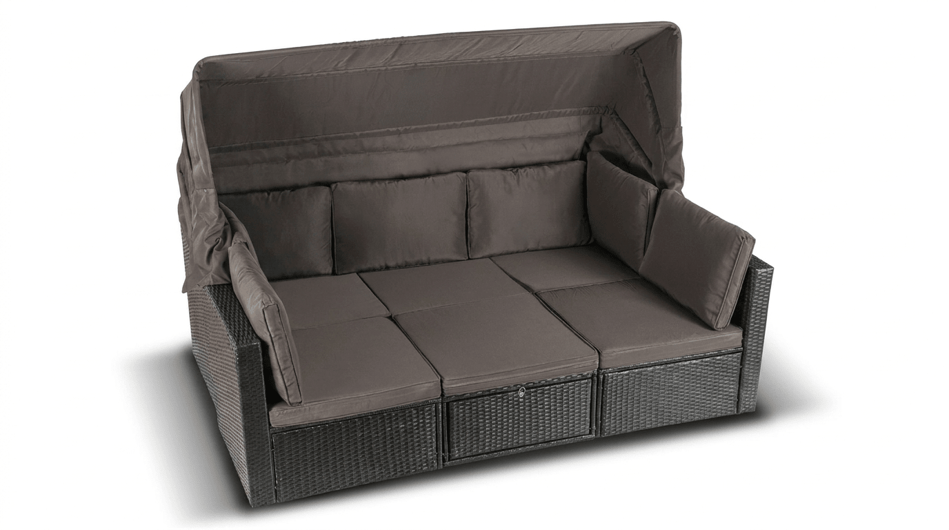 Salon de jardin CALIENTE en technorattan avec coussins - TRUST INDUSTRIE - Gris - 