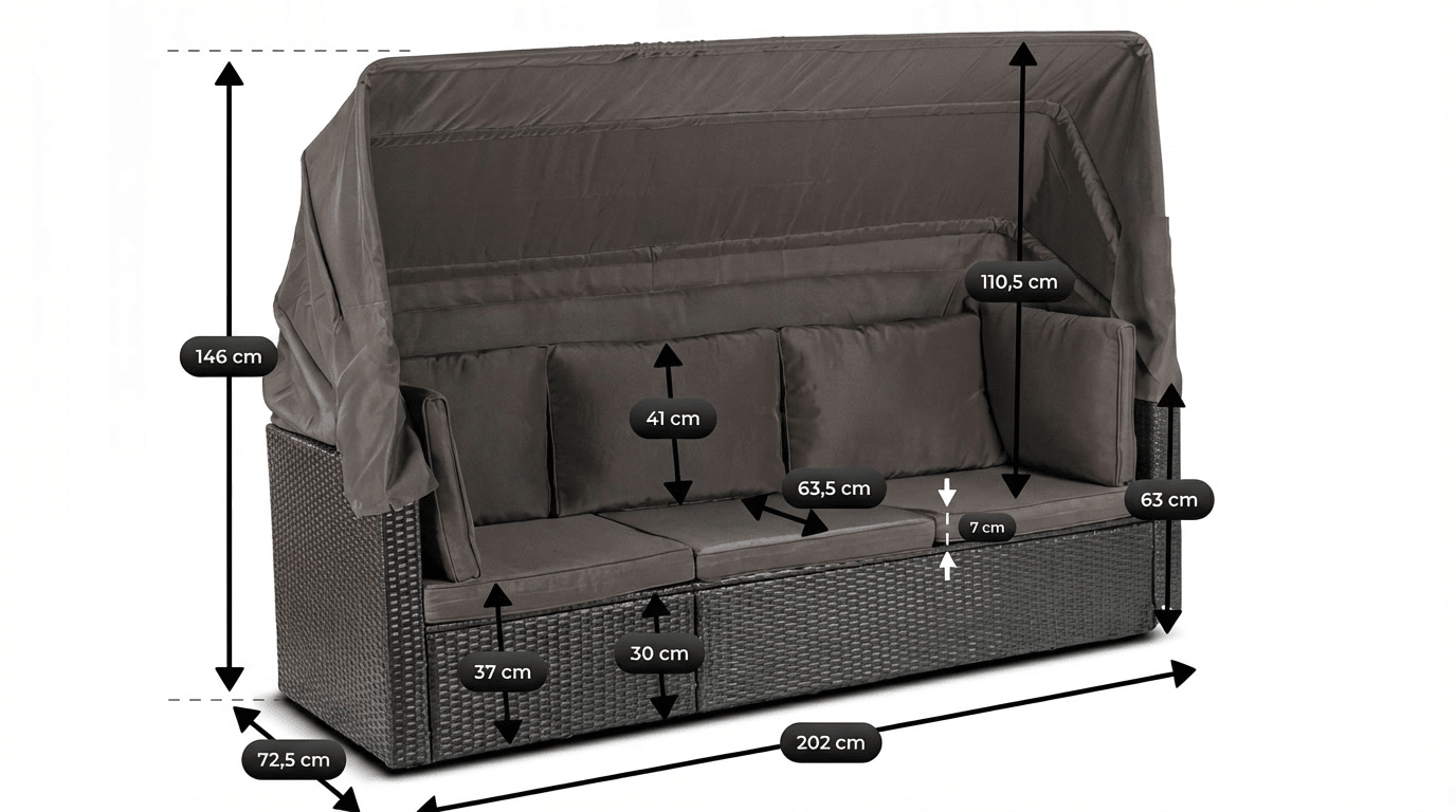 Salon de jardin CALIENTE en technorattan avec coussins - TRUST INDUSTRIE - Gris - 