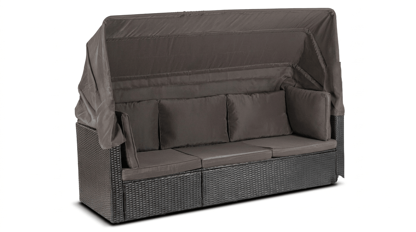 Salon de jardin CALIENTE en technorattan avec coussins - TRUST INDUSTRIE - Gris - 