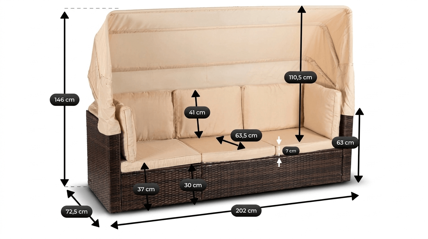 Salon de jardin CALIENTE en technorattan avec coussins - TRUST INDUSTRIE - Beige - 