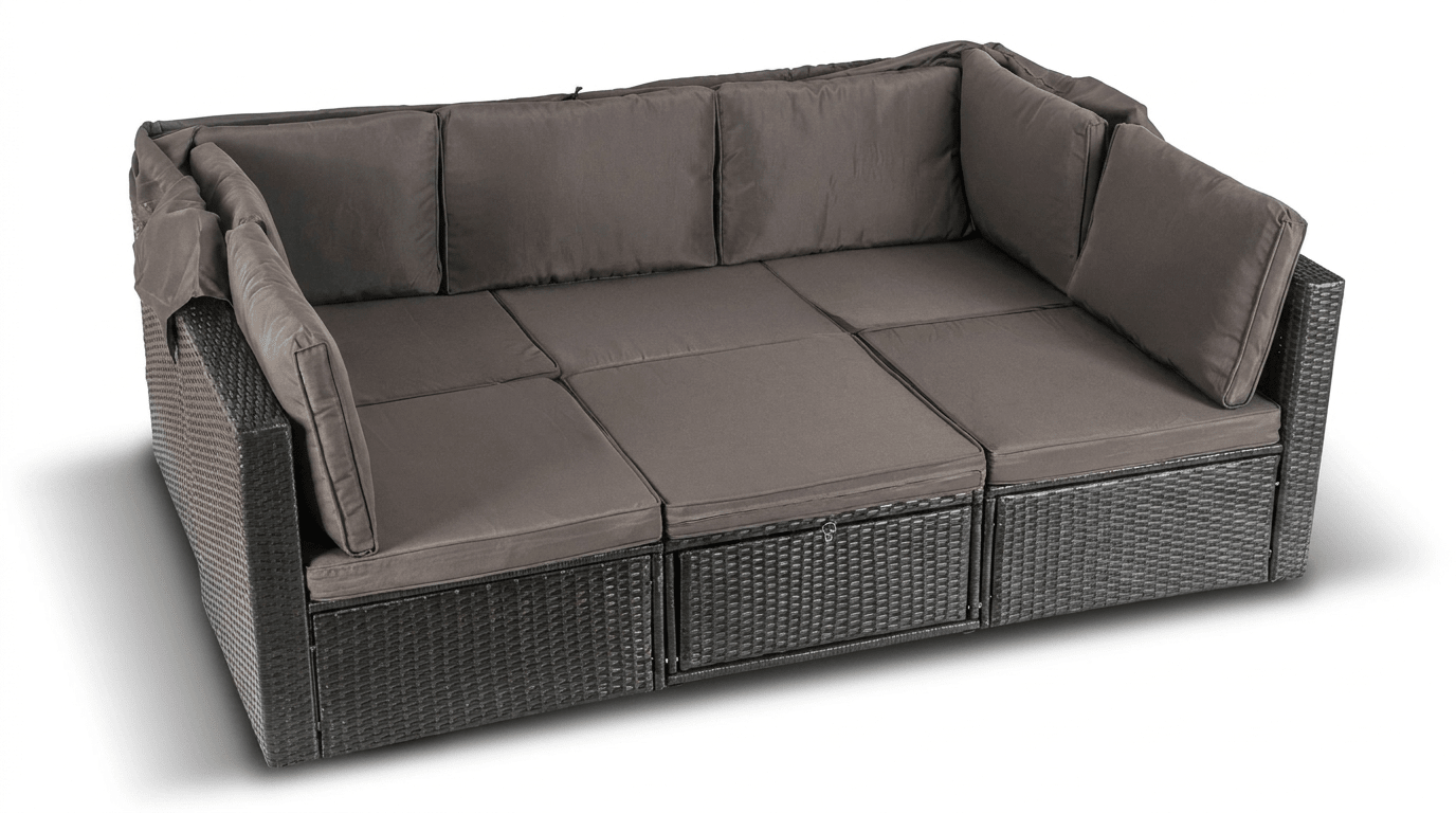 Salon de jardin CALIENTE en technorattan avec coussins - TRUST INDUSTRIE - Gris - 