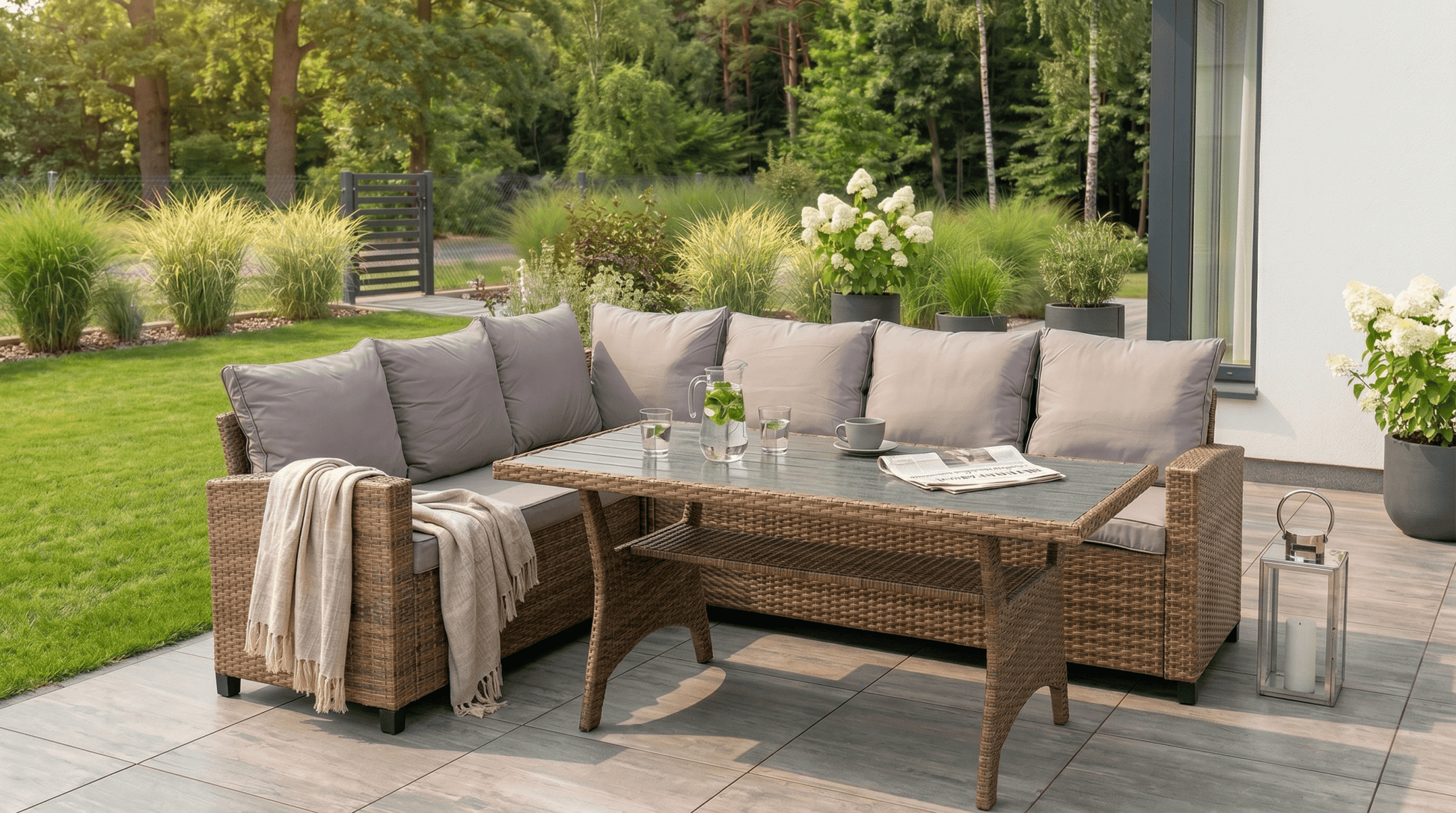 Salon de jardin d’angle COMODO avec table – Ensemble extérieur confortable - TRUST INDUSTRIE - 